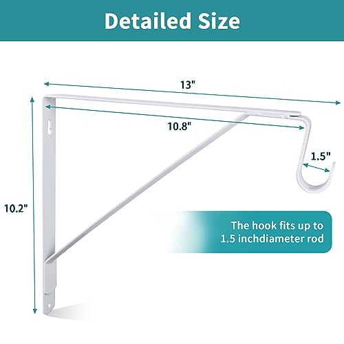 image for Gudui Closet Rod Brackets, Heavy Duty Closet Rod Support White Closet 