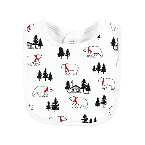 Image of Hudson Baby Unisex Baby Cotton Bibs, Buffalo Plaid Bear, One Size