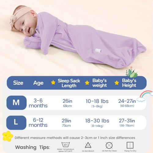 Image of ZIGJOY Swaddle Sleep Sack 3-6 Months, 1.0 Tog Cotton Baby Swaddle Blanket | 100% Cotton - Soft & Breathable & Non-shrink, 2-way Zipper for Easy Diaper Changes, Long Sleeves Allow Self-soothing