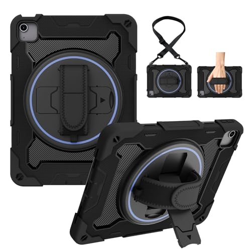 Béquille rotative 360 coque iPad Air 11 M4 antichoc et bandoulière de transport