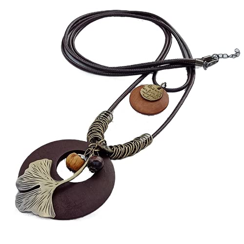 OJIJO Vintage Handmade Plant Ethnic Style Pendant Necklace, Charm Necklace For Women And Men