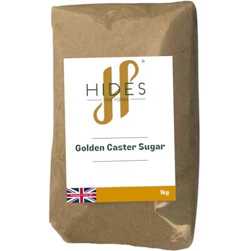 Hides Fine Foods - Golden Caster Sugar 1kg - GMO - Free - Suitable for Vegetarians - Baking - Cookies - Caramel - Pies - Pastries - Desserts - Cooking