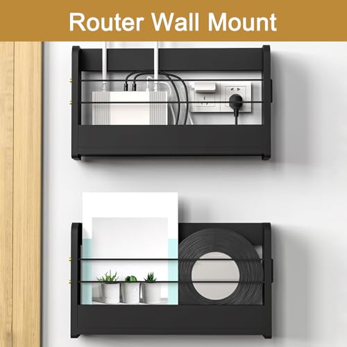 Cachette murale en bois et support WiFi boîte câbles - 3
