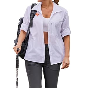 PINSPARK Womens UPF 50+ UV Sun Protection Shirts Long Sleeve Outdoor Fishing Blouse Quick Dry Safari Hiking Tops with Pockets