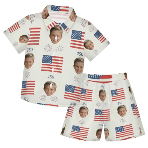 Image of 3T Toddler Boy Shorts Set Teal Hawaiian Button Down Shirts Summer Outfits for Little Boy