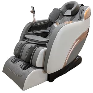 3D SL Track Full Body Massage Chair, PU Leather and Metal Frame, with Heating and Blue Tooth HiFi Speaker (White)