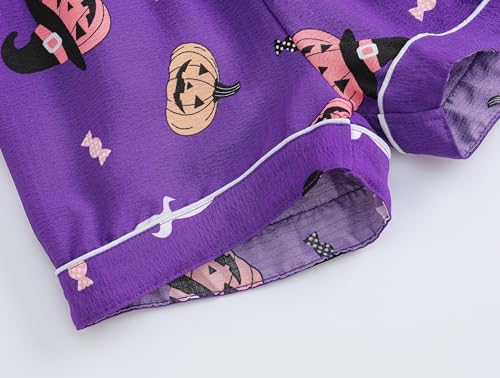 Image of Hupohoi Big Girls Button Down Pajama Set 3pcs Short Sleeve Long Pants with Shorts Crepe Wrinkled Fabric Sleepwear Nighty