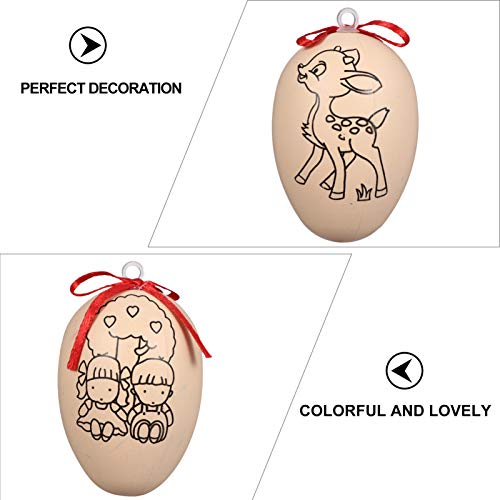 Ovo de Páscoa Pintado à Mão Ovo de Plástico Falso para Pintar Festas de Páscoa Ornamento para Pendur