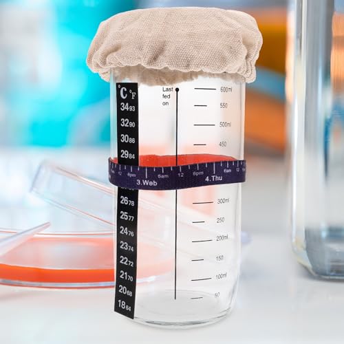 Tarro de masa madre para fermentación controlada de pan con espátula de silicona negra 6