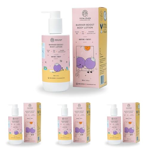 Image of Little Rituals Barrier Boost Baby Body Lotion | Ceramide, Coconut Milk, Gotu Kola | Natural, Organic, Dermat Tested, Swiss Technology | Made Safe | Moisturizing & Nourishing | 250 ml (Pack of 4)