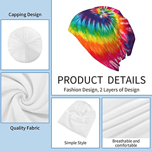 Colorful Tie Dye Slouchy Beanie Chemo Hat Cancer Headwear Knitted Hats Thin Running Skull Cap Nightcap For Women Men #TOP2