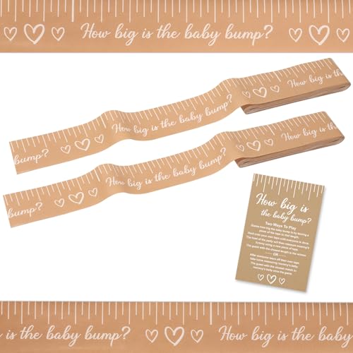 Juavlonle Measure The Belly Baby Shower Game for Girl Boy 2 Rolls Belly Measuring Tape 2 Inches x 150 Feet Kraft Tummy Measure How Big is Mommys Belly Fun Baby Shower Game Natural