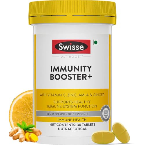 Swisse Immunity Booster+ with Vitamin C & Zinc - Contains Amla & Ginger, All Natural Immunity Booster - 30 Tablets
