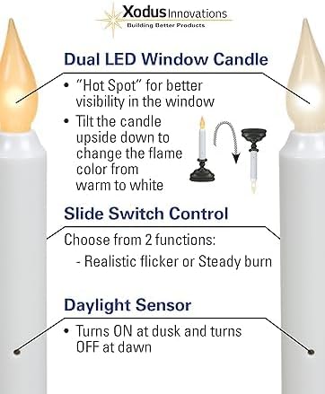 Miniatura 4 de Xodus Innovations FPC1320B - Vela LED para ventana con 6 pilas con nueva tecnología de punto caliente y sensor de atardecer a amanecer y elección de
