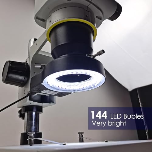 Anillo de luz para microscopio estéreo con iluminador ajustable de 144 LED 3