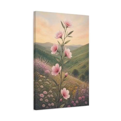 Tableau fleurs roses pour habiller un mur vide au-dessus du canapé de salon 40x60 cm