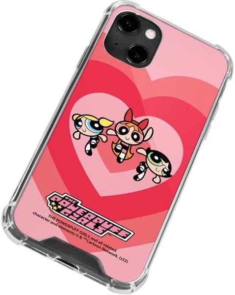Skinit Clear Phone Case Compatible with iPhone 14 - Officially Licensed Cartoon Network Powerpuff Girls Hearts Design