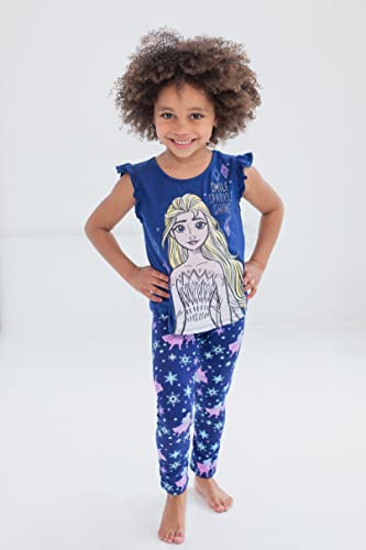 Disney Frozen Anna Elsa Olaf Little Girls 4 Piece Outfit Set: T-Shirt Tank Top Legging Shorts 6 #TOP3