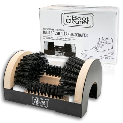 Heavy Duty Wooden Shoe Brush Cleaner Outdoor Floor Mount or...