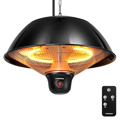 VIVOHOME Hanging Patio Heater, 1500W Electric Hanging Heaters for Outdoor Use, Ceiling Mount Overhead Heater for Garage, Gazebo, Balcony, Courtyard