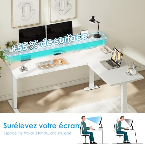 Bureau d'angle avec support pour ecran assis debout electrique OffiGo - 6
