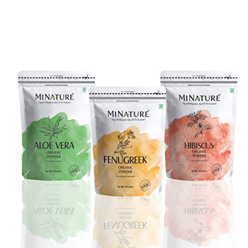 Mi Nature Usda Organic Fenugreek Powder, Aloe Vera Powder And Hibiscus Powder - From India - Bundle - 3 Items - Hair Care, Skin Care #TOP10