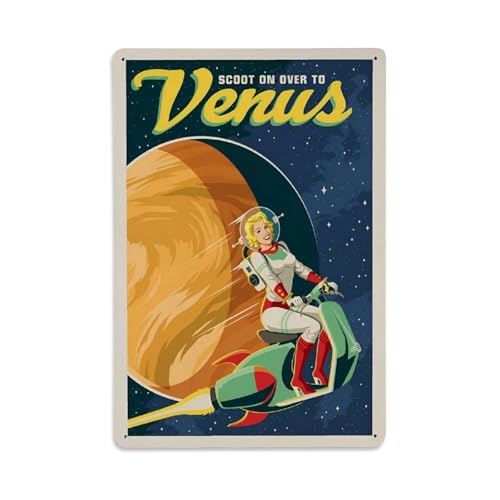 Poster vintage en métal Vénus Space Scooter - Décoration murale pour café, club, jardin - 20,3 x 30,5 cm