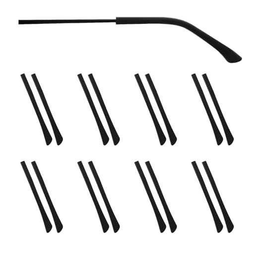 YUXIANLB Juego De 8 Pares De Pinzas De Silicona Para Gafas Fundas De Repuesto Para Patas De Gafas De Metal Fino Kit De Reparación De Cristales (Negro)