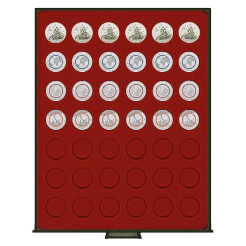 Bandeja para monedas de 27,5 mm en vidrio ahumado que protege 42 piezas contra roces