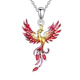 LWQQWL Phoenix Necklace for Women 925 Sterling Silver Red Phoenix Pendant Necklace Jewelry Gifts