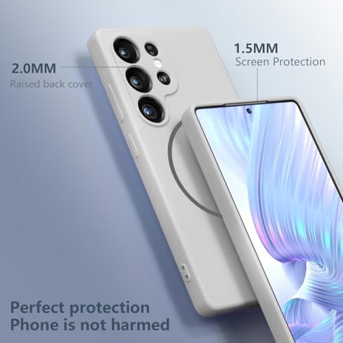 Image of DIZORO Microfiber Candy Case Compatible for Samsung S24 Ultra 5g Magnetic Silicone Case, Compatible with MagSafe Shockproof, Anti-Scratch Soft Non-Slip Full Body Protective Back Cover (White)