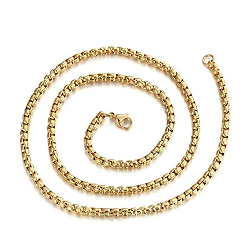Collier acier inoxydable jaseron finition or un bijou fantaisie d'exception 4mm