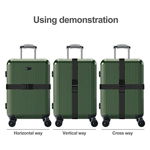 4 Pieces Luggage Straps, Heavy Duty With Quick-Release Buckle Suitcase Safe Belt With Name Card, Adjustable Suilcase Straps, Black #TOP4