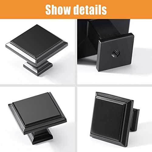 Vehcil 10 Pack Kitchen Cabinet Knobs,Square Cabinet Knobs, Matte Black Knobs For Dresser Cupboard Closet Bathroom,Solid Zinc Alloy #TOP4