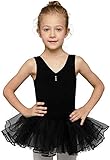 MdnMd Dance Ballet Tutu Leotard for Kids Girls Ballerina Tutu Outfit Costume (Black, Age 6-8)