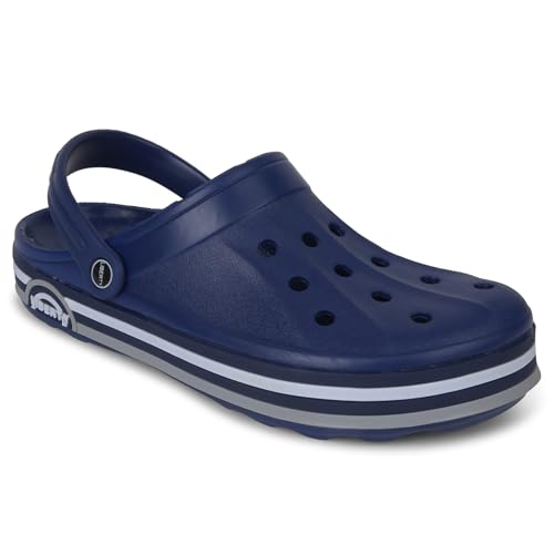 Image of Liberty A-HA LITEWALKNR Clogs for Men, Green & Navy Blue | Casual Slip-On Slingback Clog for Walking, Outdoor /Indoor Use | Solid Pattern, Fashionable Sandals with Lightweight Regular wear
