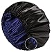 Satin Bonnet Sleep Bonnet Cap - Extra Large, Double Layer, Reversible, Adjustable Satin Cap for Sleeping Hair Bonnet (Large, Navy)