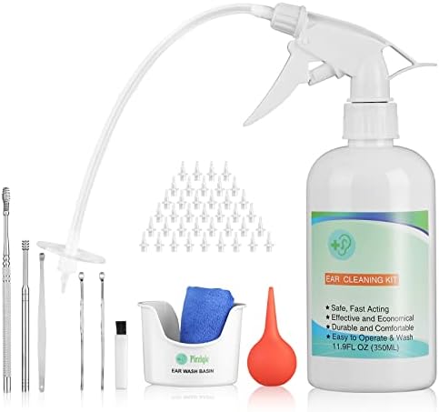 Ear Wax Removal Tool, Ear Cleaning Kits Safe Ear Irrigation Kit Ear Flush Kit for Adults Kid, Ear Wax Washer Device Easy to Operate, Includes Basin, Syringe, Curette Kit, Towel and 40 Disposable Tips