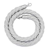 Absperrseil aus Silber mit silberplattiertem Haken, Sicherheitsabsperrseil für die Besucherlenkung, Veranstaltungseingänge, Warteschlangenabsperrung, Eröffnungen, Hochzeiten, Kinos, Hotels,