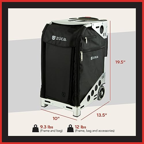 ZUCA Pro Artist Case - Rolling Makeup Train Case Black Bag and Silver Frame, with 5 Vinyl Utility Pouches and a Travel Cover - Thumbnail 7