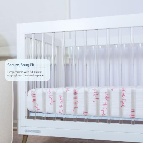 Image of LollyBanks Muslin Crib Sheet, 100% Cotton Fitted Crib Sheets for Girls