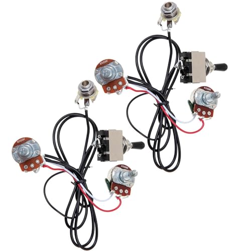 エレキギター 配線済み 4X ギター配線ハーネス 配線済み 2 ピックアップ 500K ポット 3 ウェイ トグル スイッチ シルバー