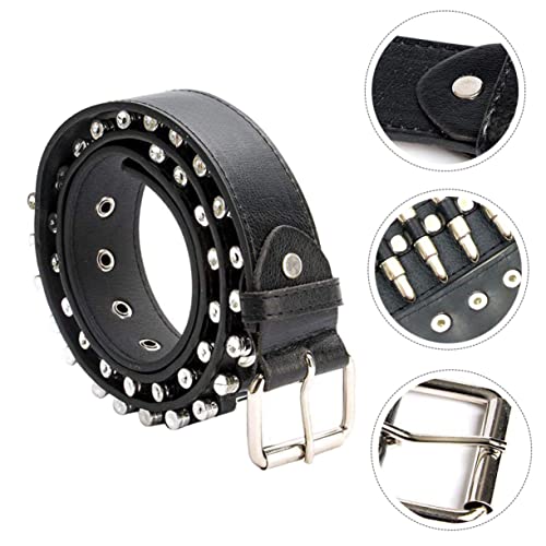 Men's Punk Bullet Belt Artificial Leather Waistband Alloy Buckle Stylish Casual Accessory for Jeans and Rave Outfits4