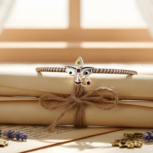 Image of Parasmoni Silver Goddess Durga Eye Design Noya for Women