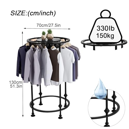 Perchero redondo de hierro con base estable para colgar ropa y organizar lavanderías 3