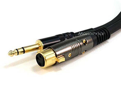 Image of Monoprice 104767 1.5-Feet Premier Series XLR Female to 1 /4-Inch TRS Male 16AWG Cable gold