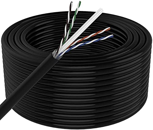 Image of MutecPower 300m CAT6 Outdoor Waterproof Direct Burial Ethernet Network Cable - UTP - CCA - 550 Mhz - Black 300 Meter with Crimping Tool RJ45 connectors and Cable Ties