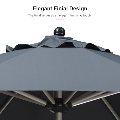 Image of PURPLE LEAF Patio Umbrella 11 FT Round Large Aluminum Frame Grey