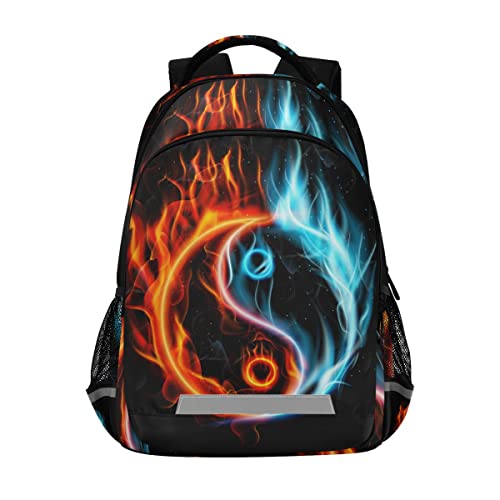 Yin Yang Black Backpack for Boys Girls Kids, Laptop Bookbag Lightweight Travel Daypack School Backpacks