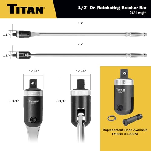 Titan Tools 12024 - Barra Interruttore A Cricchetto, Attacco Da 1/2", 61 Cm, Multicolore - 4